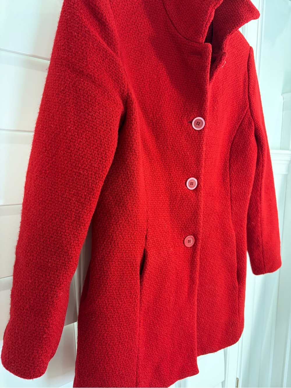 Talbots 100% Wool Red Pea Coat - Picture 3 of 7